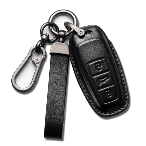 Smyfob Compatible with Audi Key Fob Cover Leather Lanyard Keychain Holder Car Key Case 2022 2023 2024 2025 2026 A3 A6 A7 A8 Q7 Q8 R8 e-tron GT RS5 RS6 RS7 S6 S7 S8 SQ7 SQ8 Accessories