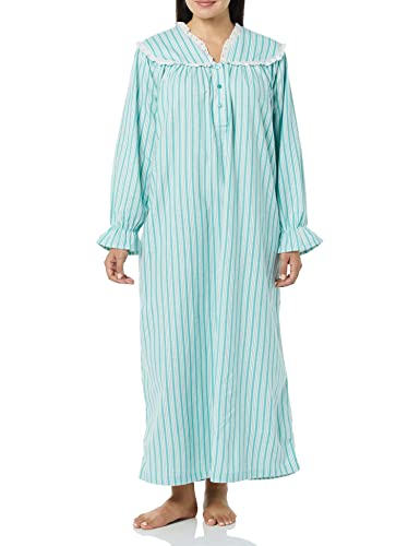 AmeriMark Women Full-Length Flannel Nightgown Pajamas – Lightweight Warm Cotton Night Gown for Sleeping – Long Sleeve PJs