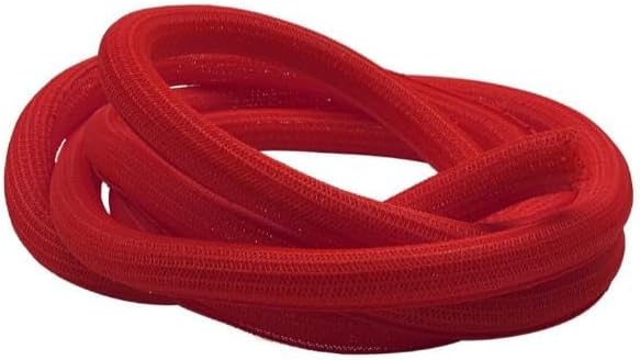 0.75 in. 10 ft. Hook Self Closing Braided Wrap for Around Sleeving Cord Cover Cable Protector Wire Organizer - Red