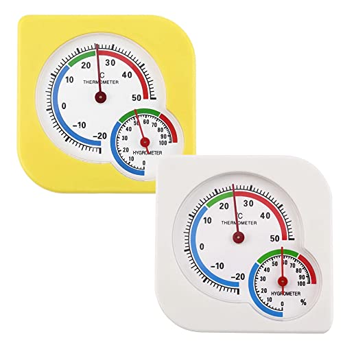 POFET 2 PCS Mini Termometro Igrometro analogico interni ed esterni, misuratore di Temperatura e umidità per casa, Cucina, Patio, piantagione