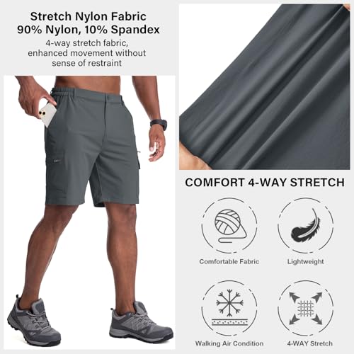 Image of Jessie Kidden Mens Cargo Shorts Expandable Waist Quick Dry Hiking Shorts