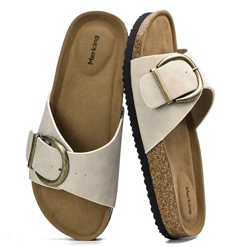 Sandales en liège bout ouvert Merking pour femme beige en taille 40 EU