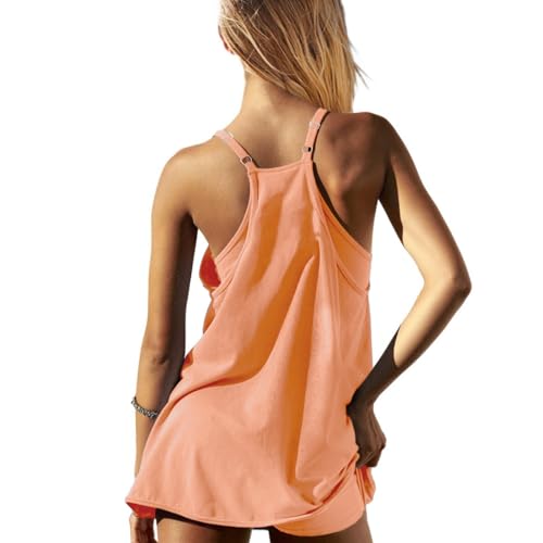 Image of UNIANKIYA Womens Workout Romper Dress with Shorts Underneath Sleeveless Spaghetti Straps Athletic Outfits Casual Vacation
