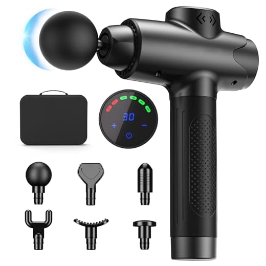 Muscle Massage Gun, Deep Tissue Percussion Back Neck Head Massager for Pain Relief, 30 Speed Level, LED Touch Screen, Long Battery Life, with 8 Heads and Solid Aluminum Carrying Case (Gray)