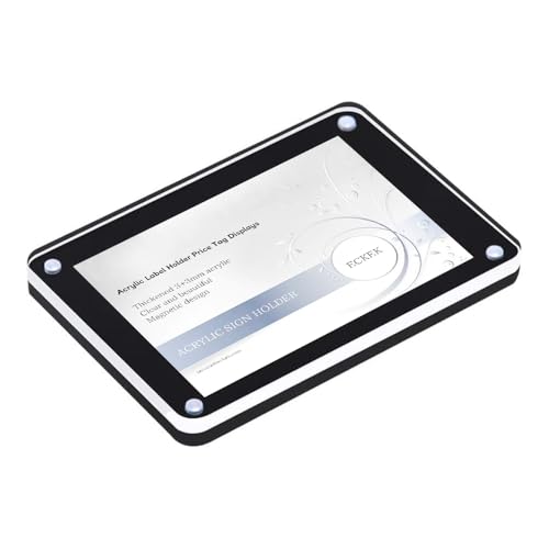 ECKEK 5 Pack Acrylic Label Holder Price Tag Displays Sign Holder with 3M Tape Adhesive Wall Mount Sign Stand (Black 90*60mm/3.54*2.36 inches)