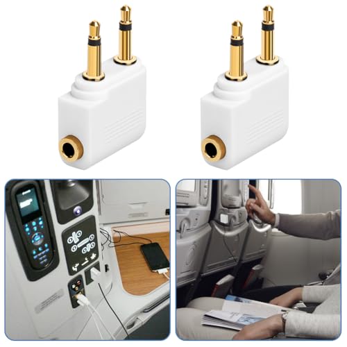 AXFEE Airplane Flight Headphone Adapters, 2 Pack Gold Plated 3.5mm for Headphones, Earphone Socket Adaptor, Stereo Aux Jack, White - Image 6