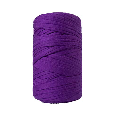 Deep Purple T-Shirt Yarn Fettuccini Zpagetti Yarn Ribbon Yarn Tshirt Yarn Kit for Crocheting Bulky Fabric Yarn Craft Material Elastic Strong Cloth T Shirt Trapillo Yarn 200g/0.44lb