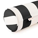 Austin Horn Classics Sunbrella Cabana Stripe White/Black Zippered Neck Roll Bolster (Set of 2)