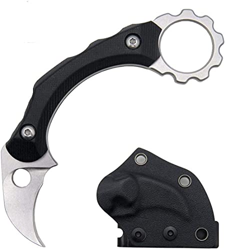 Ccanku C1105 Fixed Blade Knife D2 Blade G10 Handle EDC Tool Claw Knife Kydex Sheath For Outdoor Survival Camping(Sliver)