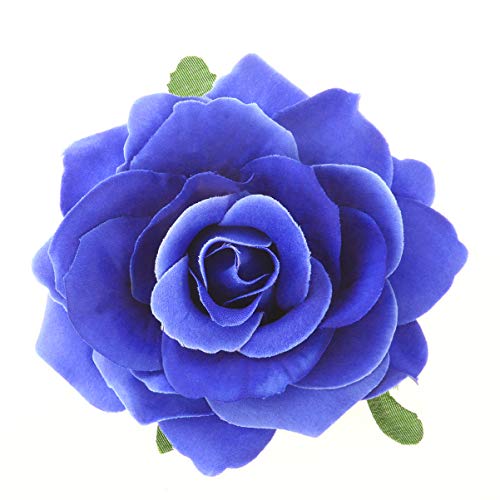 OSALADI Flower Hair Accessories Artificial Floral Hair Clip Big Rose Flower Hairpin Wedding Bridal Barrette Elegant Brooch Accessories for Women Girl Bridal Blue White Roses Artificial Flowers