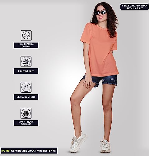 Image of Sleepynuts Women Boyfriend Plain Round Neck Half Sleeve T-Shirt