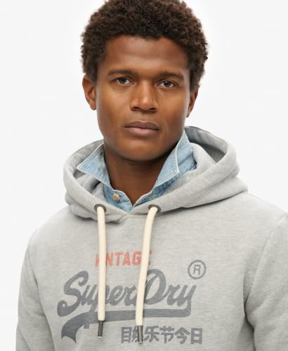 Superdry Men's Vintage Logo Heritage Relaxed Pullover Hoodie, College Grey Marl3
