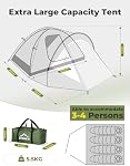 Camping Tent 4-6 Person Tent Double Layers Family 3 Season Tent with RainFly Waterproof for Camping Travel Hiking Backpacking