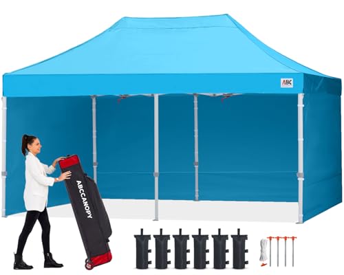 Image of ABCCANOPY Commercial Pop Up Canopy Tent with Sidewalls 10X20,Sky Blue