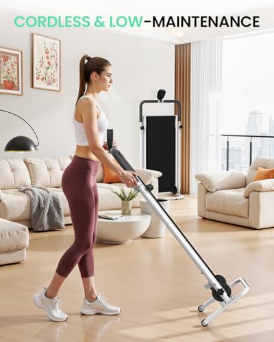 Image of AKLUER Non-Electric Treadmill with Dual Flywheel - Fixed Incline, Soft Foam Grips, Non-Slip Belt, LCD Monitor, Compact Foldable for Home /Gym Use