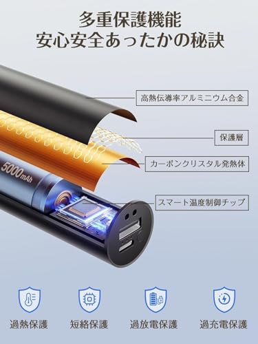 YUSIDO 充電式カイロ OT-S57-BK の商品画像 5