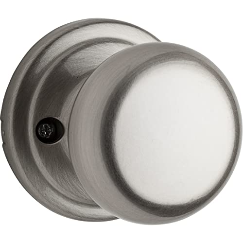 Image of Kwikset Hancock Interior Passage Door Knob, Handle For Closet and Hallway Doors, Non-Locking Doorknob in Satin Nickel, with Microban Protection