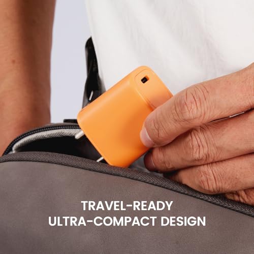 Image of DeperAI 20W GaN III Fast Type C Mobile Charger, MFi Certified, Compatible for iPhone, iPad Pro /Air 2, Samsung, and Other iOS, Android Devices, PD 3.0 Fast Charging, Supports UFCS, Wrap (Orange)