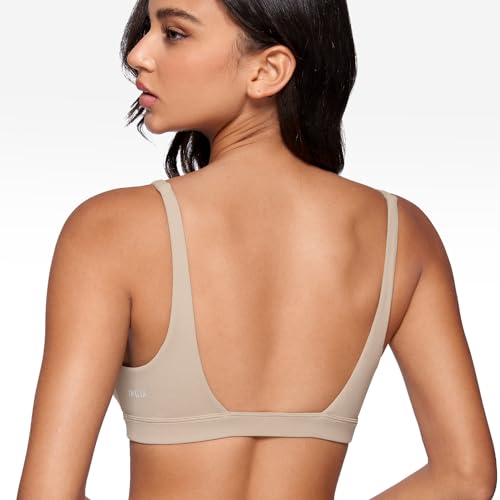 Image of INGIA Deep V-Neck Sports Bra Padded U Back Yoga Workout Bra | Low Impact, Fitness, Yoga, Wireless, Workout, Contour, Crop Top, for Women
