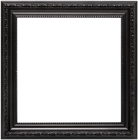 Black – 12" x 12" Ready to hang Ornate Shabby Chic Picture/Photo/Poster frame with High Clarity Styrene Shatterproof Perspex Sheet & MDF backing board