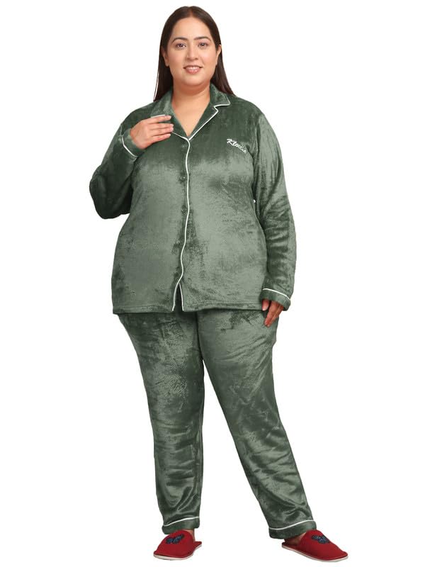 Winter Fleece Night Suit for Women | Soft Plush & Heat-Retaining Fabric | Pyjama Set Sleepwear & Loungewear for Women & Girls-image-20