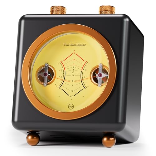 DoukAudio VU360 analogowy miernik VU w stylu retro, z dużym wyświetlaczem i dwoma wskazówkami, dwoma wejściami (mikrofon/line), analizator spektrum muzyki z 7 trybami kolorystycznymi, dla miłośników