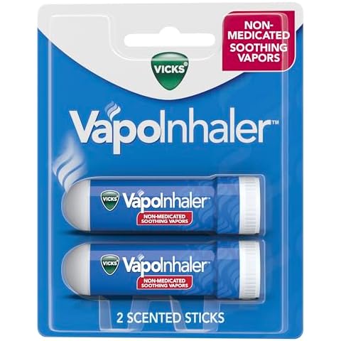 Vicks VapoInhaler, On-the-Go Portable Nasal Inhaler, Non-Medicated, With Refreshing Vicks Vapors, Menthol Scent , 2 Scented Sticks Cover