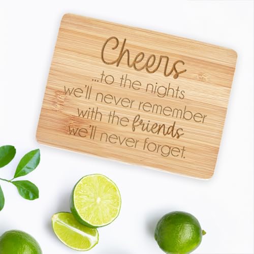 Love, Georgie Tabla de Cortar de Bambú "Cheers to the Nights We'll Never Remember with the Friends We'll Never Forget" - Pequeña Tabla de Charcutería 6 x 8 pulgadas miniatura 5