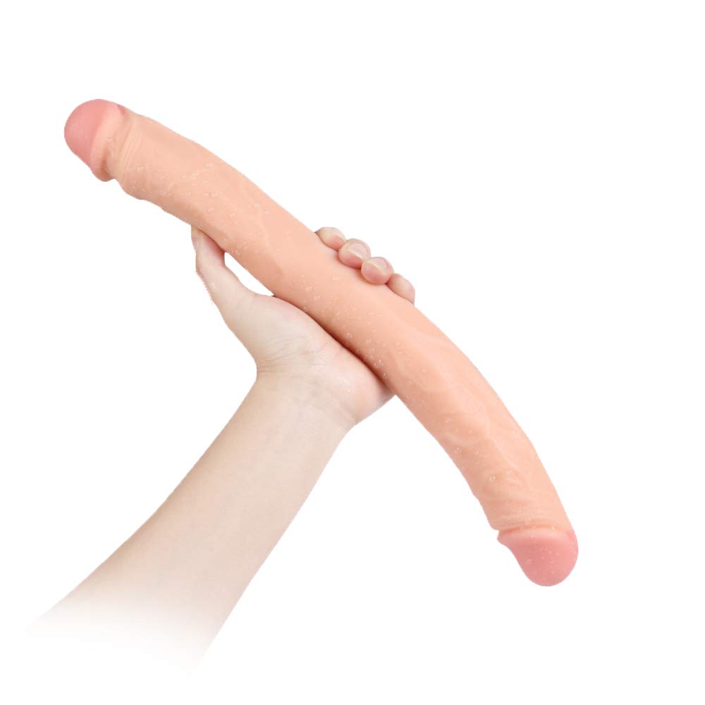 Consolador con función de empuje para mujer consolador doble 38,1 cm consolador anal realista pene dong tapón anal para punto G vaginal y estimulación anal juguete sexual para mujeres lesbianas Roluck