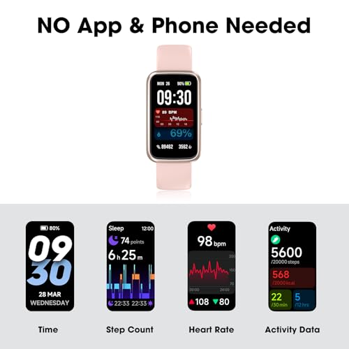 Image of Long Battery Pedometer Watch 14 Days Battery Life, Slim Design No App /Phone Required Fitness Tracker, 50 Meters Waterproof Smart Watch, Heart Rate & Blood Oxygen Monitor Step Counter for Men Women