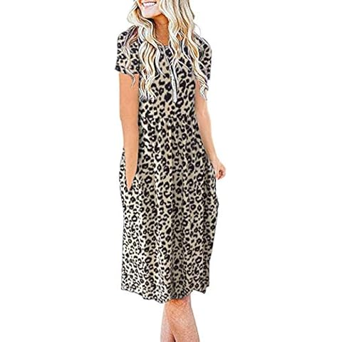 AUSELILY Vestido Verano Mujer Manga Corta Plisado Acampanado con Bolsillos Cover