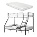 [Neu.Haus]® Lit superposé en Métal avec 2 Matelas Armature Massive pour 3 Personnes 210cm x 147,5cm x 168cm Noir