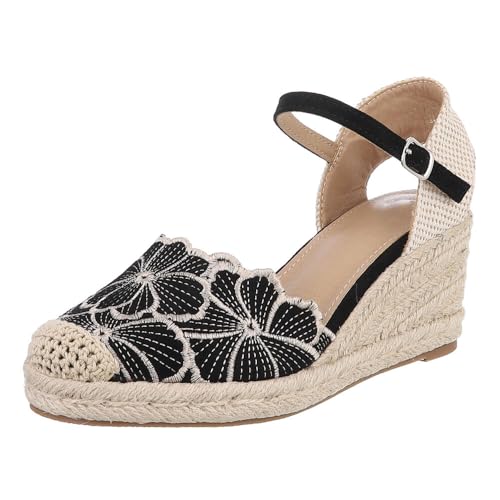 Ital Design Damenschuhe Pumps Keilpumps, 55-A04-, Textil, Schwarz, Gr. 39