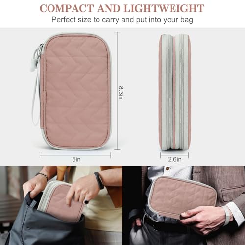 Image of FYY Electronic Organizer, Travel Cable Organizer Bag Pouch Electronic Accessories Carry Case Portable Waterproof Double Layers All-in-One Storage Bag for Cable, Cord, Charger, Phone, Pattern Pink (M)