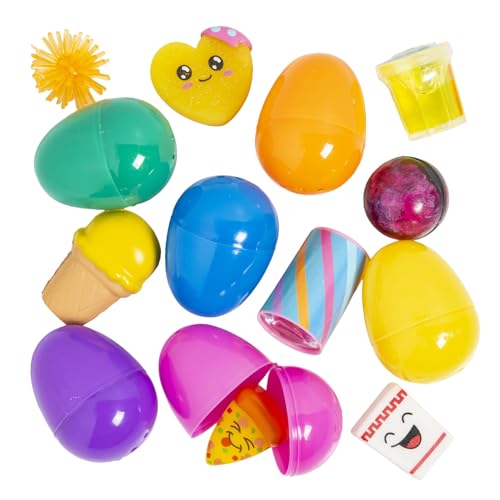 Fun Express 2 1/2" Bulk 100 Pc. Food-Themed Surprise Toy-Filled Plastic Eggs - Mega Value Pack for Kids' Giveaways, Birthday Party Favors, School Rewards, and Carnival Prizes — view 2