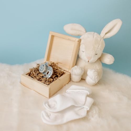 Creative Deco Kleine Holzkiste mit Deckel | 10x10x5 cm (+/-0,5 cm) | Geschenkbox Schmuckkästchen | Unbemalt Natur Holzbox klein für Decoupage, Dekoration, Aufbewahrung | Erinnerungsbox Baby