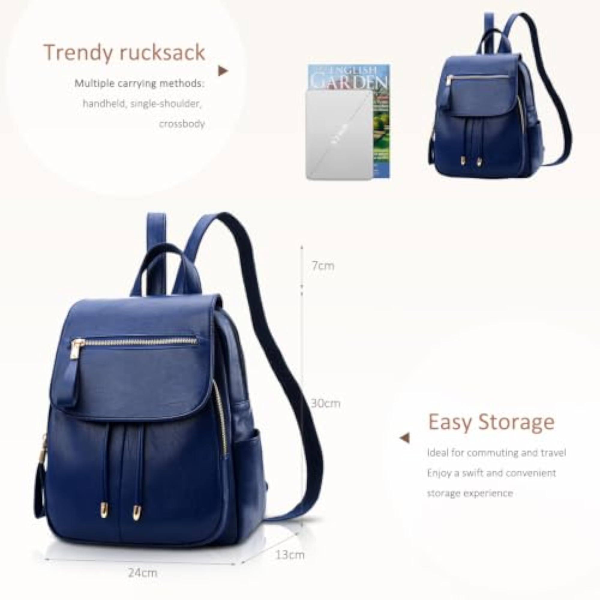 Fashion Women's Mini Leather Backpack, Stylish Rucksack