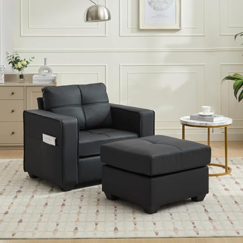 TYBOATLE Wide Accent Chair with Ottoman, Oversized Chaise Lounge Chair