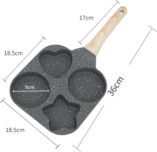 Image of Niyam 4 Cavity Egg Pan Non Stick, Pancake Maker, 4-Cup Nonstick Egg Frying Pan Granite Mini Egg Cooker Pannfor Breakfast, Small Egg Skillet Suitable for Gas Stove & Induction Top (Black 1, 19cm)