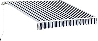 Outsunny 3.5 x 2.5 m Garden Patio Manual Awning Canopy Sun Shade Shelter - Blue/White