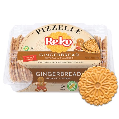 Reko Pizzelle Authentic Italian Style Waffle Cookie, Gingerbread, 7 Ounce (Pack of 1)