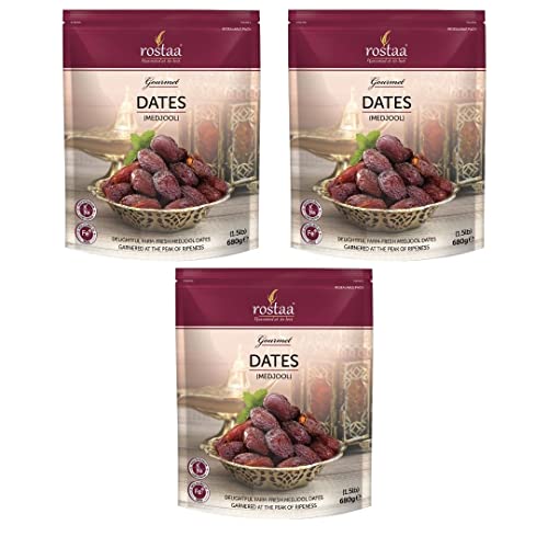 Image of Rostaa Medjool Premium Jumbo Dates (680g) | Gourmet Farm Fresh Omani Medjool Khajur | Healthy & Nutritious Snack | Naturally Sweet | Rich in Vitamins & Minerals | Gluten Free, Non-GMO & Vegan