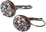 Summerfield Collection Silver-tone Metallic Faux Druzy Stone Lever-back Drop Earrings 12mm (Silver)