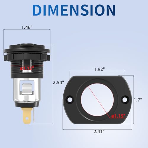 Image of DaierTek 12V Cigarette Lighter Socket 12 Volt Power Outlet Replacement Plug Socket for Car, Automotive, Truck, RV, Boat, Motorcycle