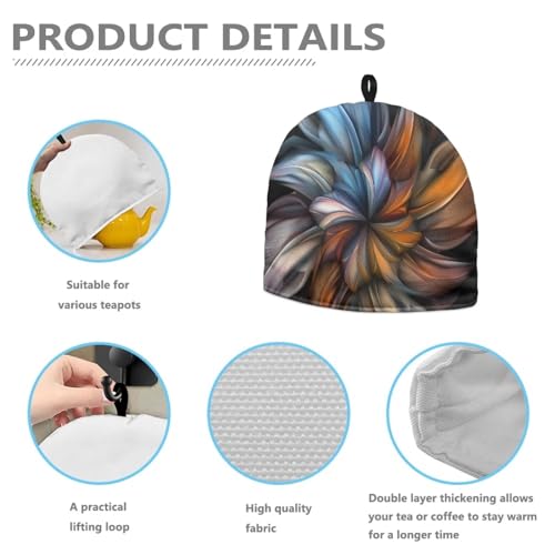 Image of Generic Hudotybom Art Floral Pattern Tea Cozy for Teapot Insulated Large Teapot Cover to Keep Warm Tea Kettle Cover Machine Washable Coffee Pot Cloth Covers Kitchen Home Decorations, CZA49