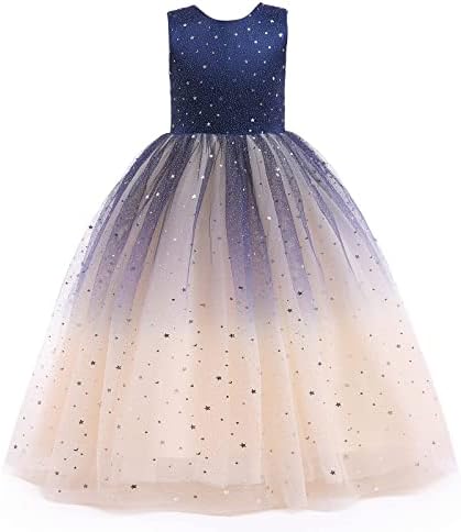 Limlope Flower Girls Tulle Princess Pageant Dresses Sparkle Tulle Satin Embroidered Sequin Dress Sleeveless Party Prom Formal Ball Gown