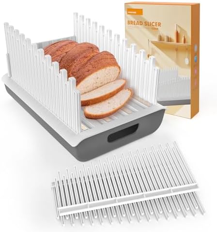 Jumeihui Bread Slicer For Homemade Bread,Bread Slicer Guide For Width Is Adjustable And Replaced,Bread Loaf Slicer With Crumb Tray,Suitability For Homemade Bread, Bagels, Cakes