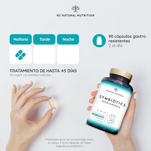 Probioticos + Prebioticos. 45 días de Tratamiento. 40 Billones de Bacterias Probióticas. Trastornos Digestivos. Con Inulina. Probioticos Intestinales Naturales. CE. N2 Natural Nutrition - Imagen 5