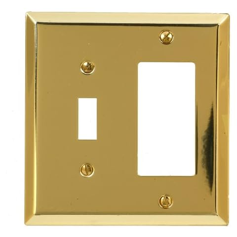 Amerelle 163TRBR Traditional Toggle Rocker/GFCI Wallplate, Bright Brass Cover