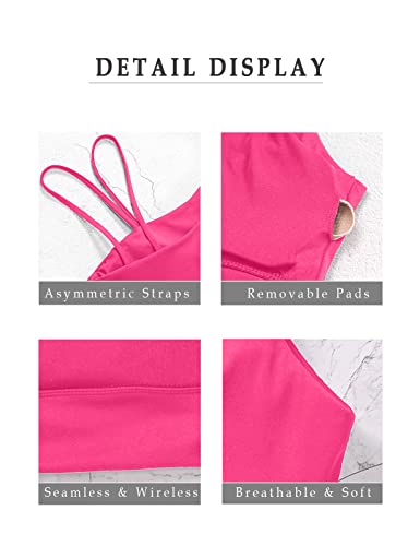 Image of MELYUM Longline Sports Bras for Women One Shoulder Workout Tank Tops with Built in Bra Supportive Crop Yoga Top Padded